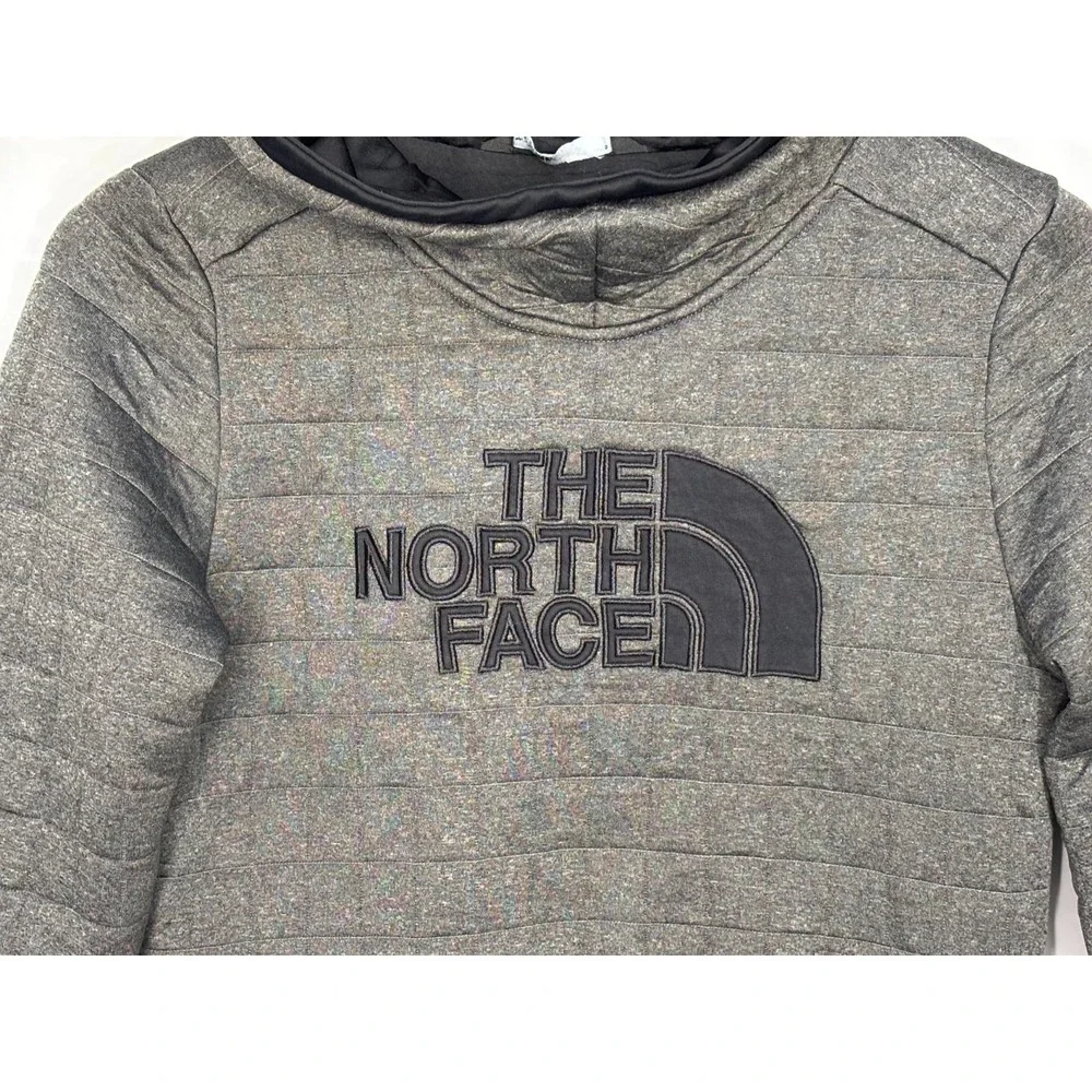 The North Face Half Dome Quilted Pullover Hoodie Womens Gray Lined Pockets Small